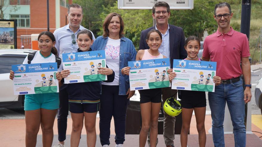Medio millar de escolares de Ontinyent participan en el Bicibus del Día Sin Coches